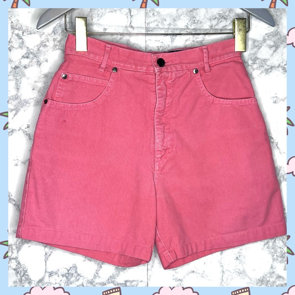 Best American 90s Pink Salmon High Waist Denim Shorts Women’s Size 0/1